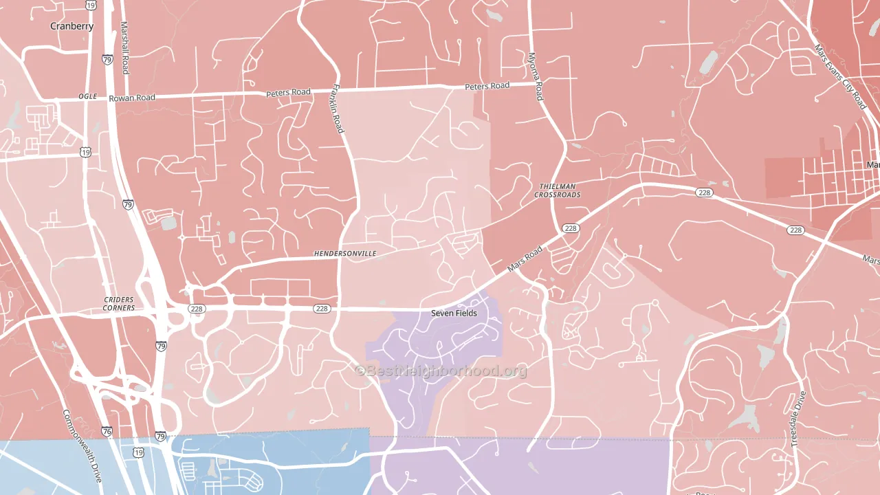 Seven Fields, PA block-group political-lean map