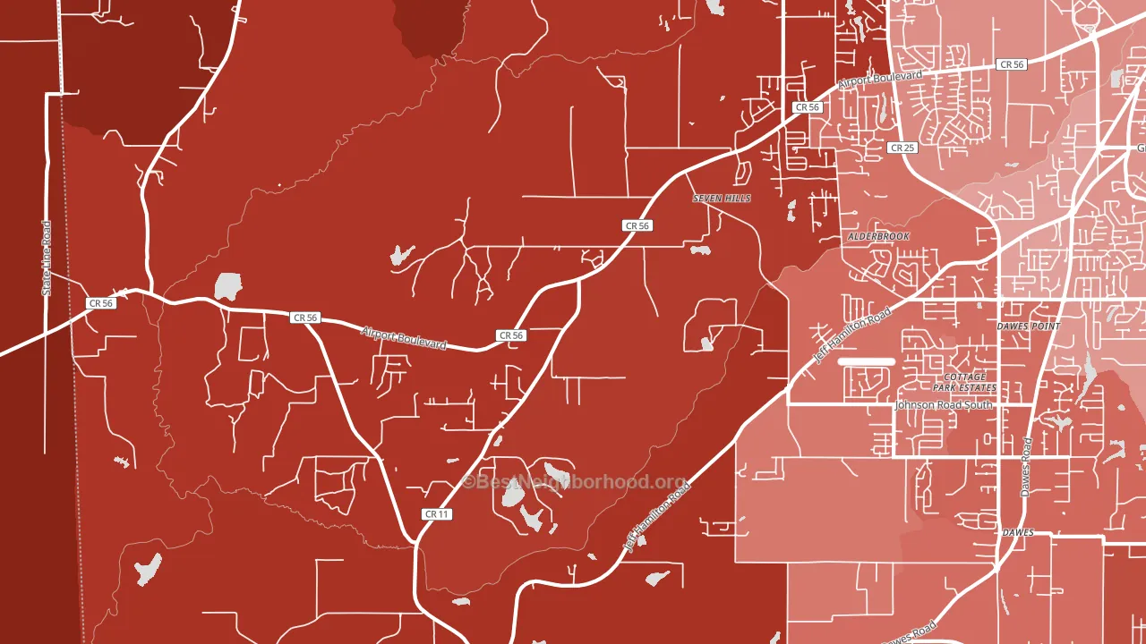 Seven Hills, AL block-group political-lean map