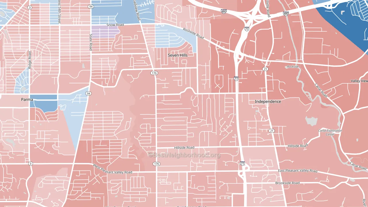 Seven Hills, OH block-group political-lean map