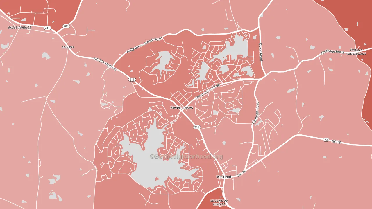 Seven Lakes, NC block-group political-lean map