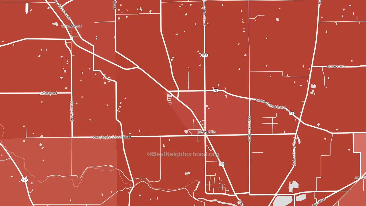 Seven Mile, OH block-group political-lean map