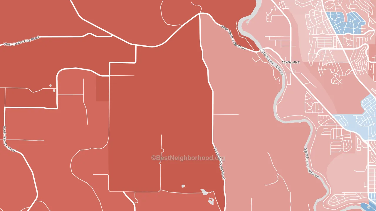 Seven Mile, WA block-group political-lean map