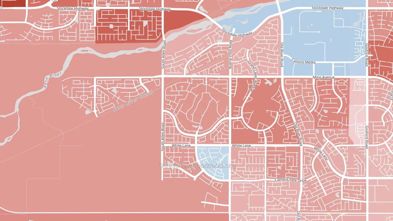 Seven Oaks at Grand Island, Bakersfield, CA block-group political-lean map