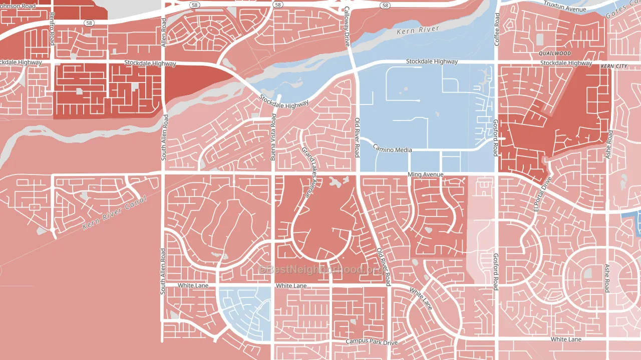 Seven Oaks, Bakersfield, CA block-group political-lean map