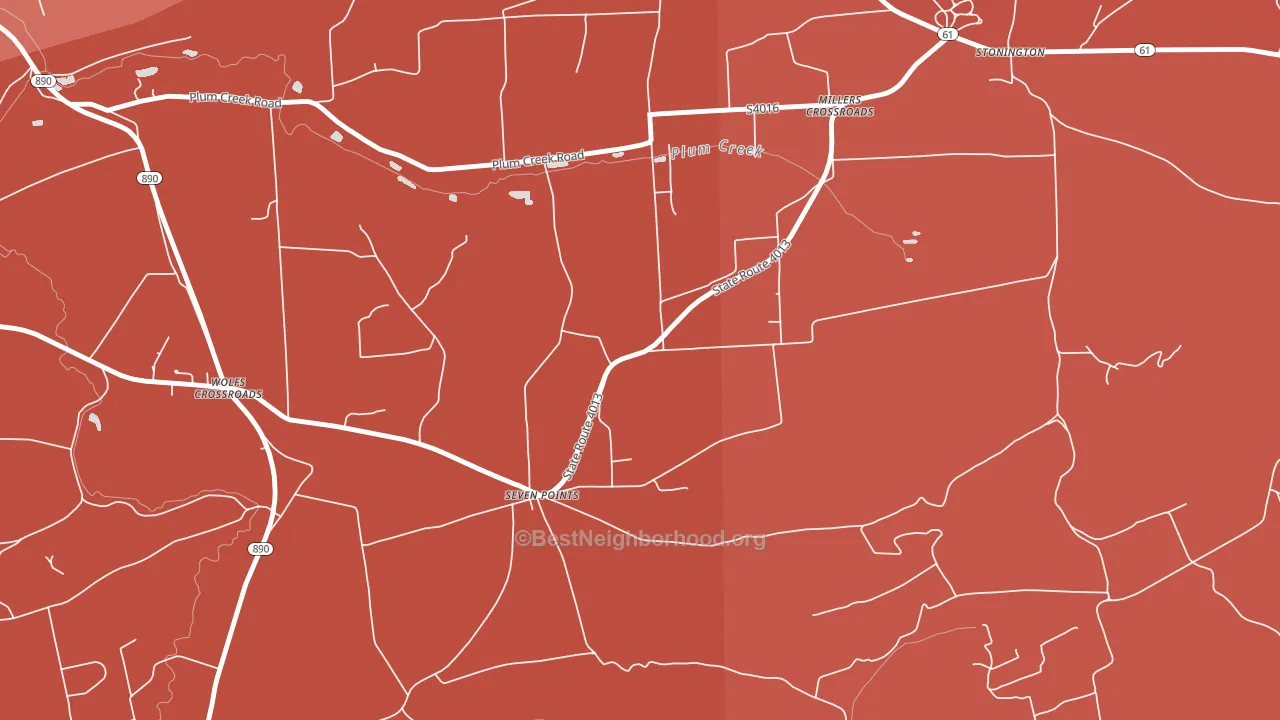 Seven Points, PA block-group political-lean map