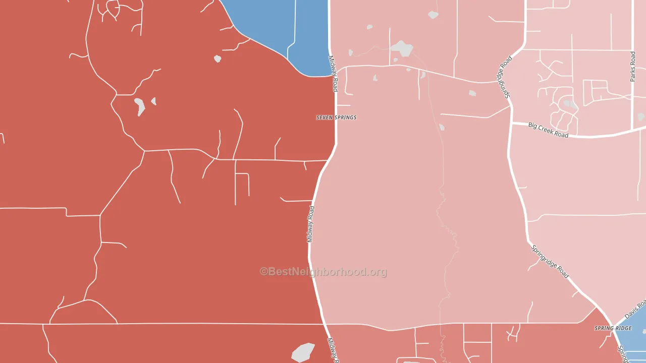 Seven Springs, MS block-group political-lean map