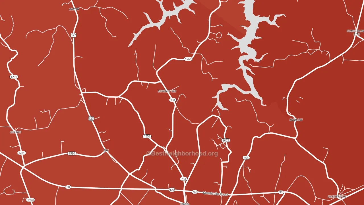 Seventy Six, KY block-group political-lean map