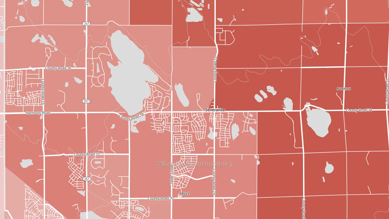 Severance, CO block-group political-lean map