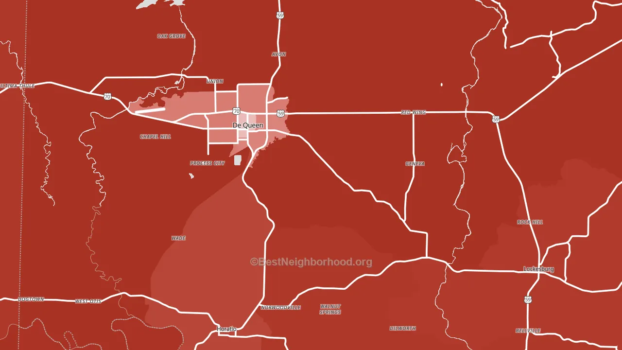 Sevier County, AR block-group political-lean map