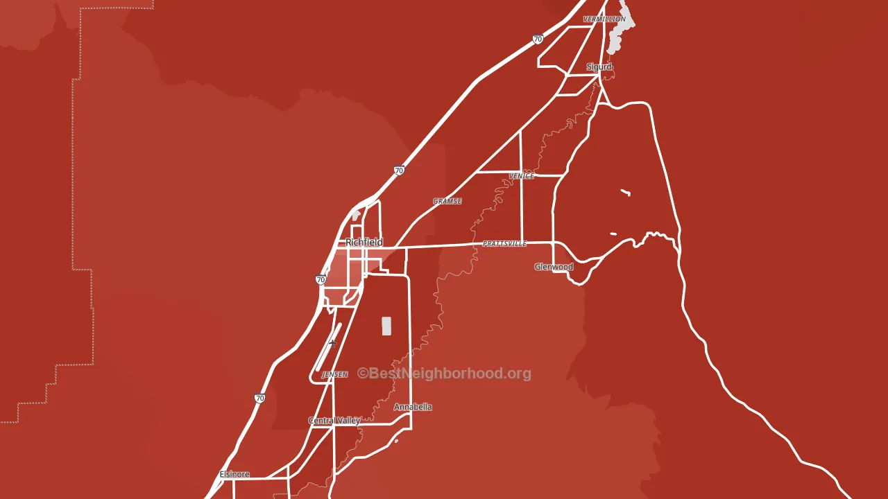 Sevier County, UT block-group political-lean map