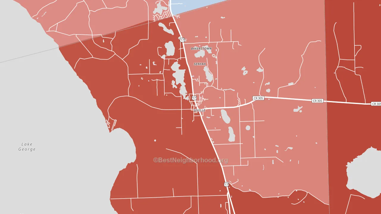 Seville, FL block-group political-lean map