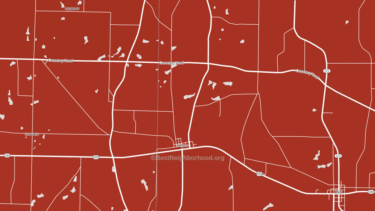 Seville, GA block-group political-lean map
