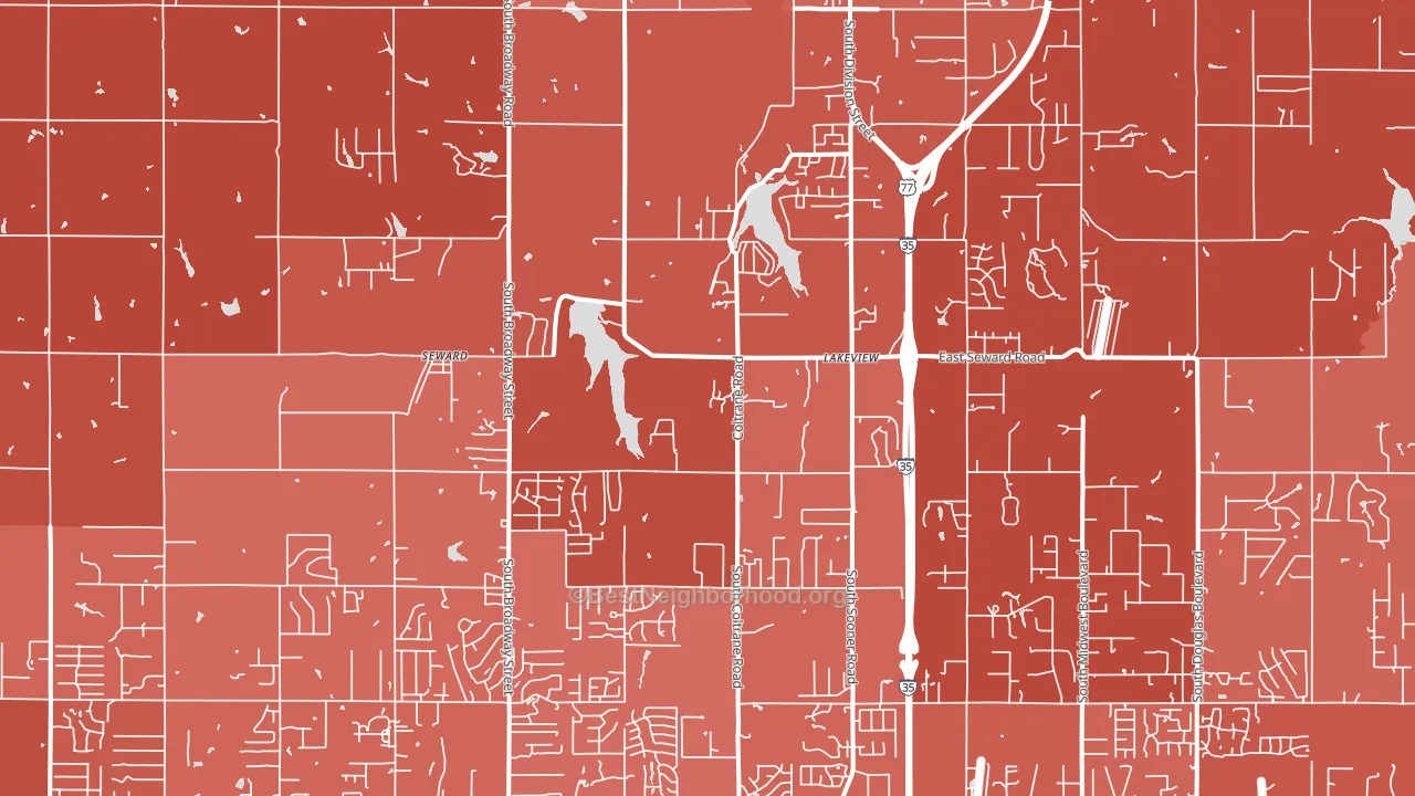 Seward, OK block-group political-lean map