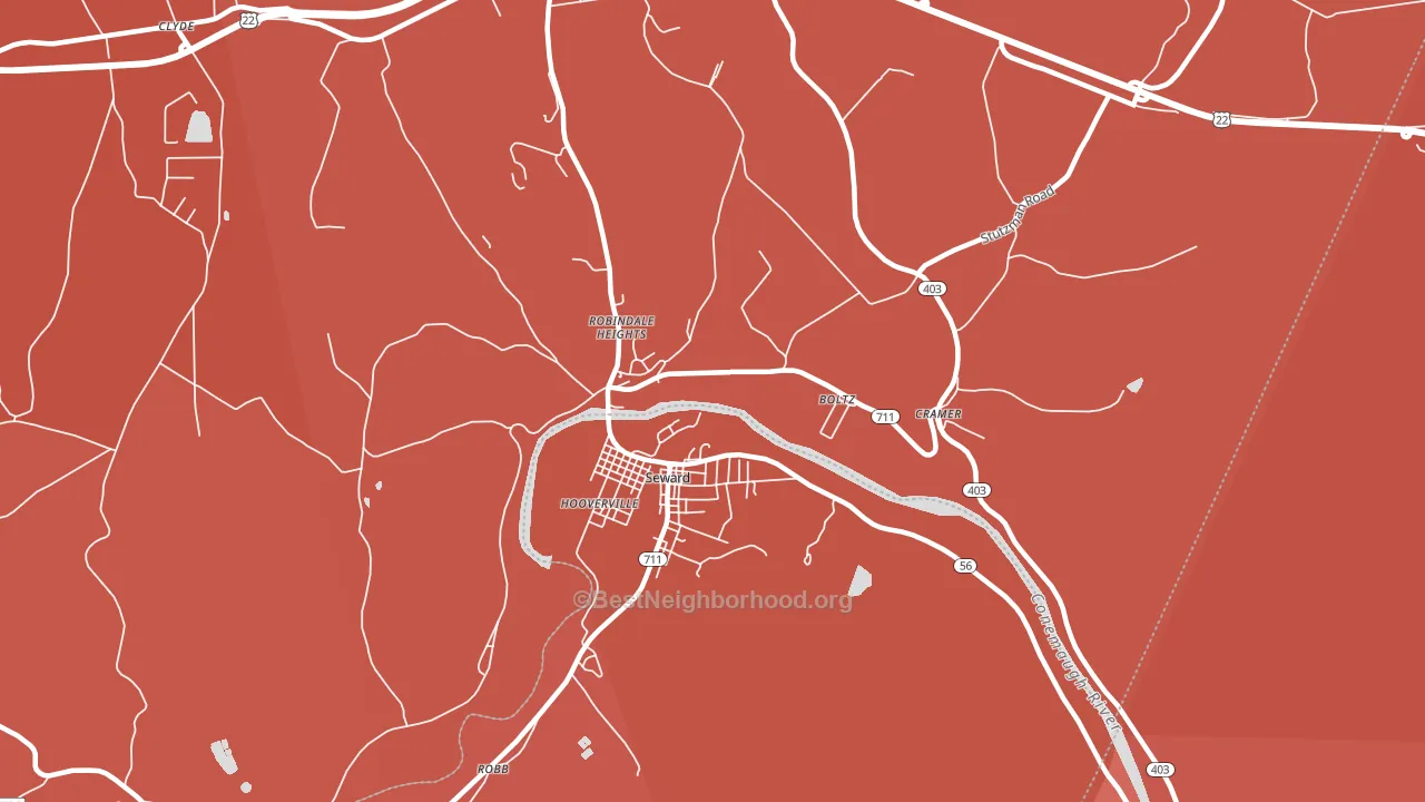 Seward, PA block-group political-lean map