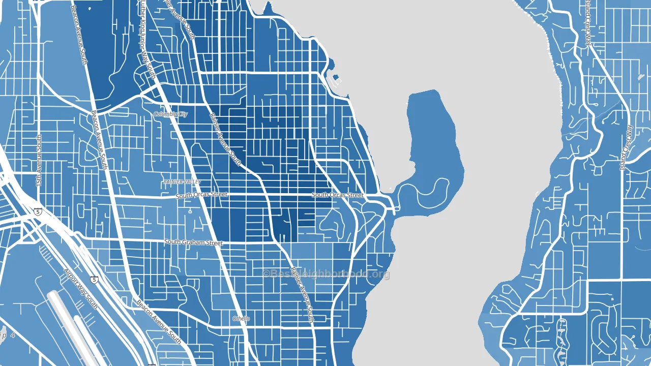 Seward Park, Seattle, WA block-group political-lean map