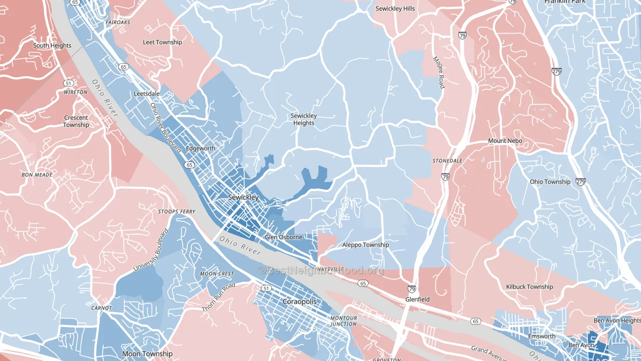Sewickley, PA block-group political-lean map