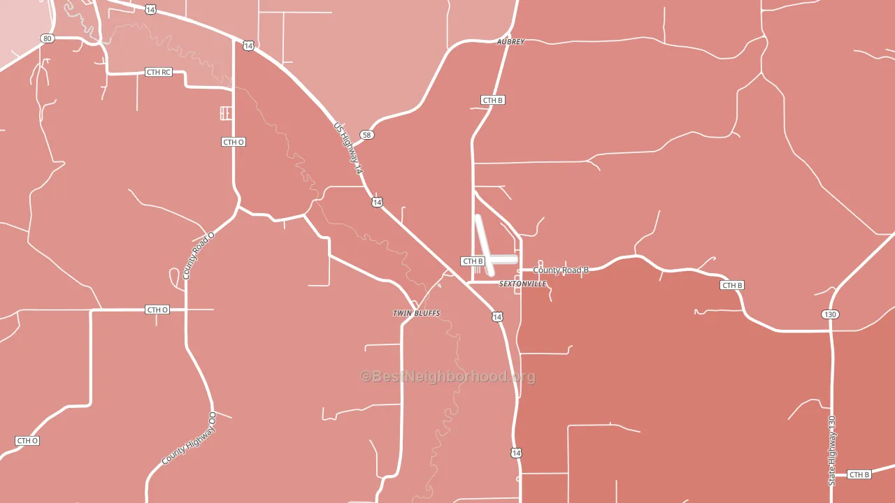 Sextonville, WI block-group political-lean map
