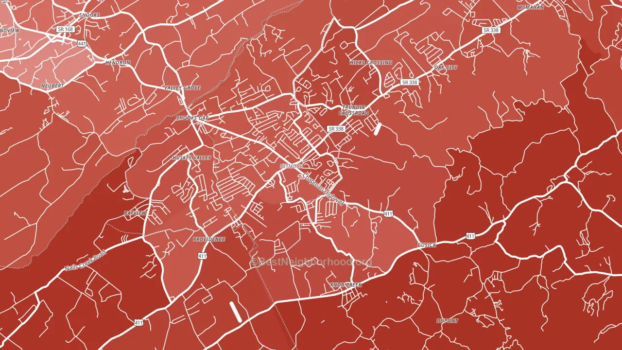 Seymour, TN block-group political-lean map
