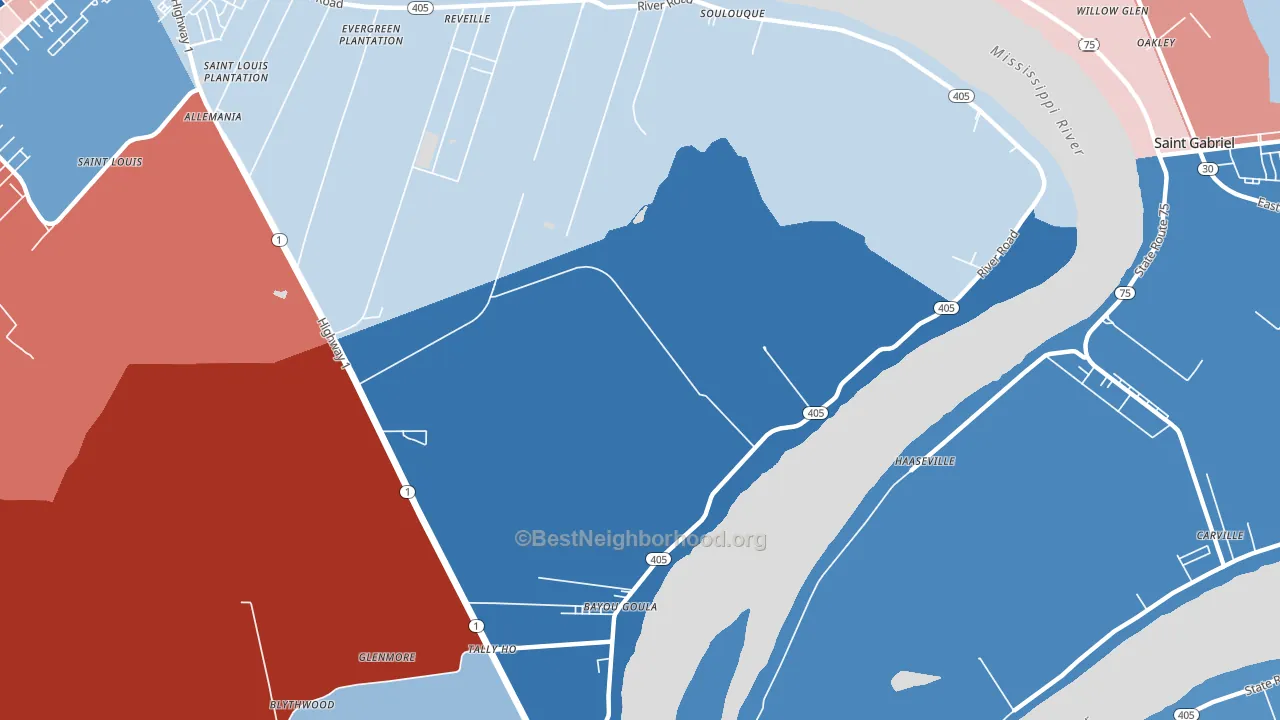 Seymourville, LA block-group political-lean map