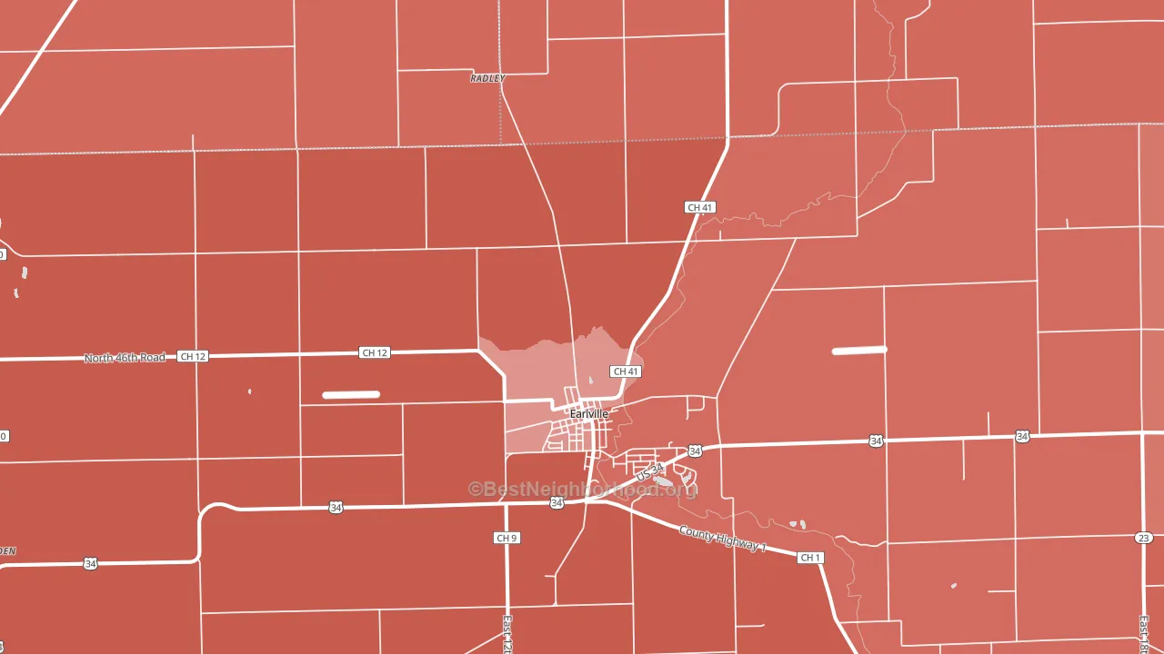 Shabbona Grove, IL block-group political-lean map