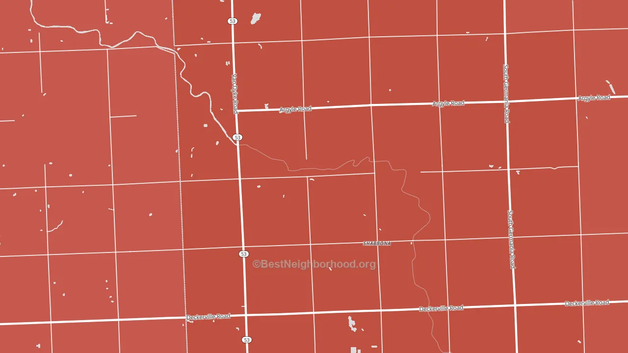 Shabbona, MI block-group political-lean map