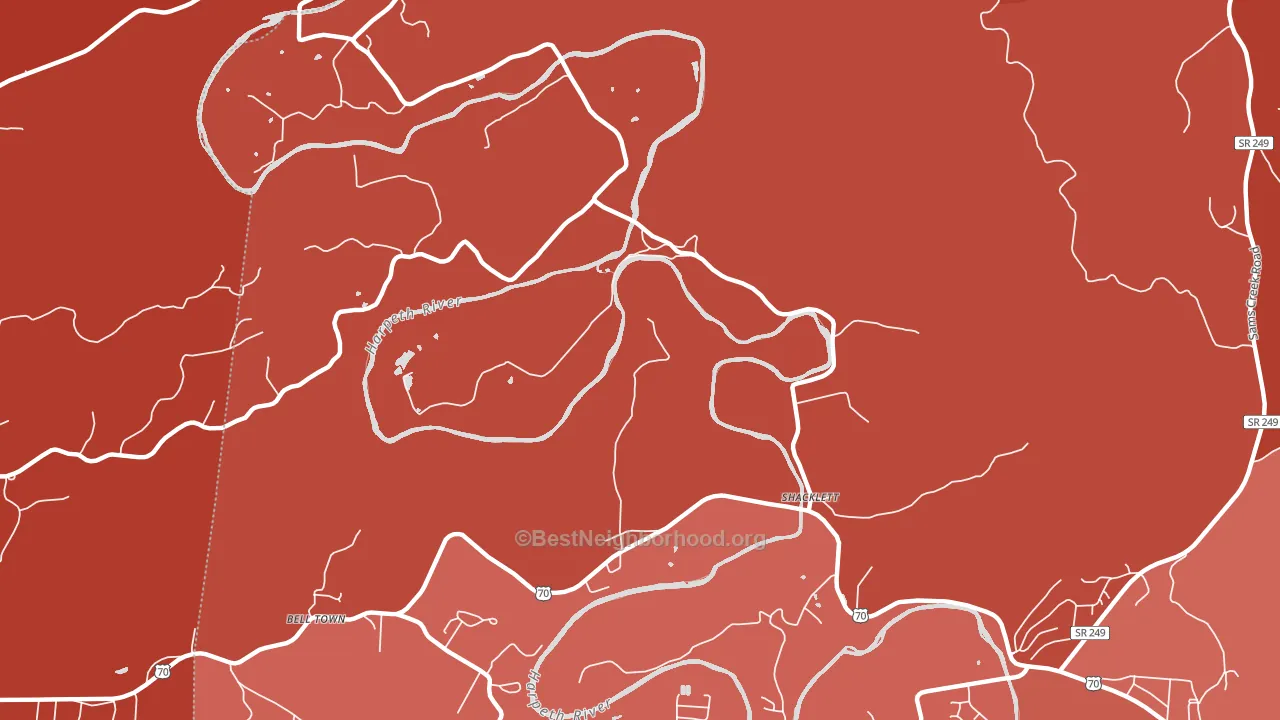 Shacklett, TN block-group political-lean map