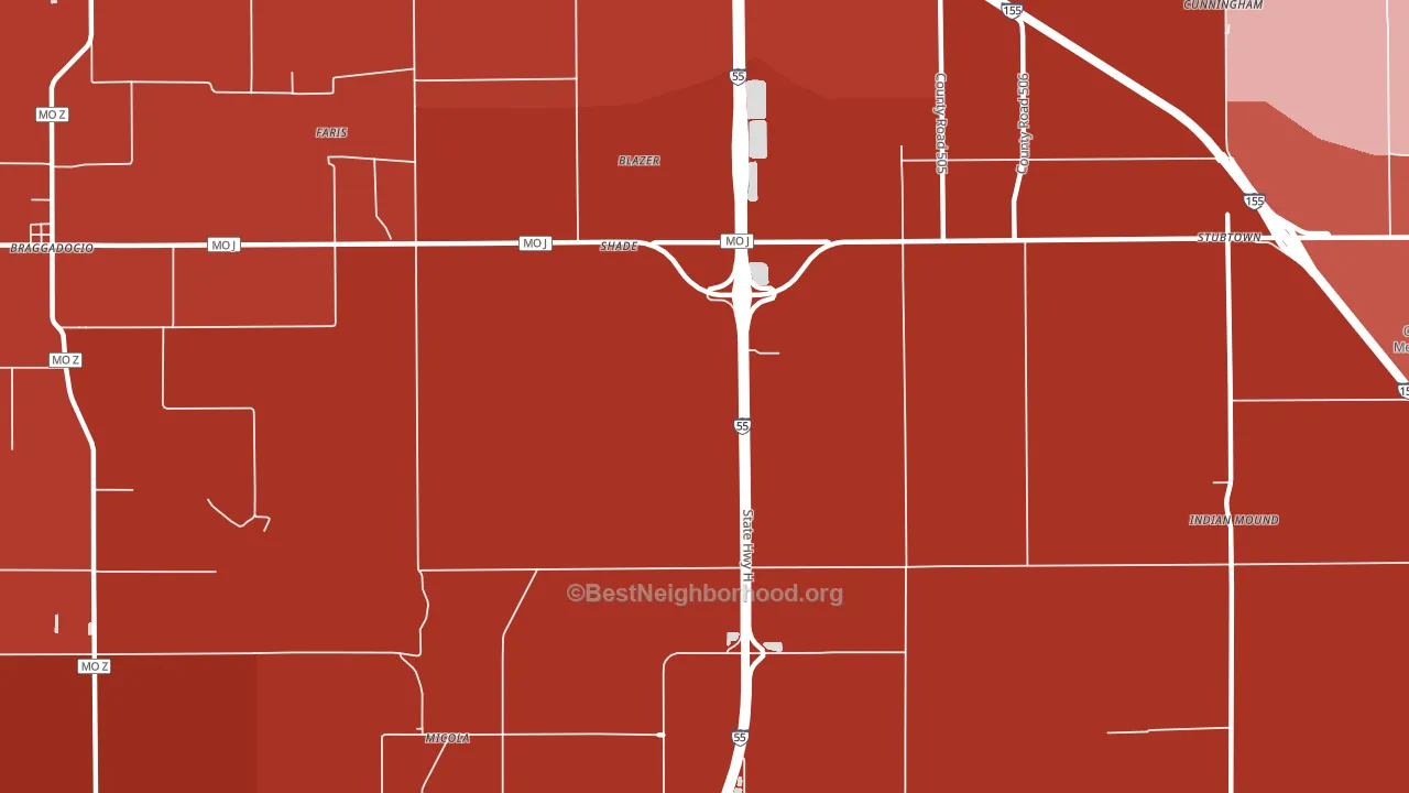 Shade, MO block-group political-lean map