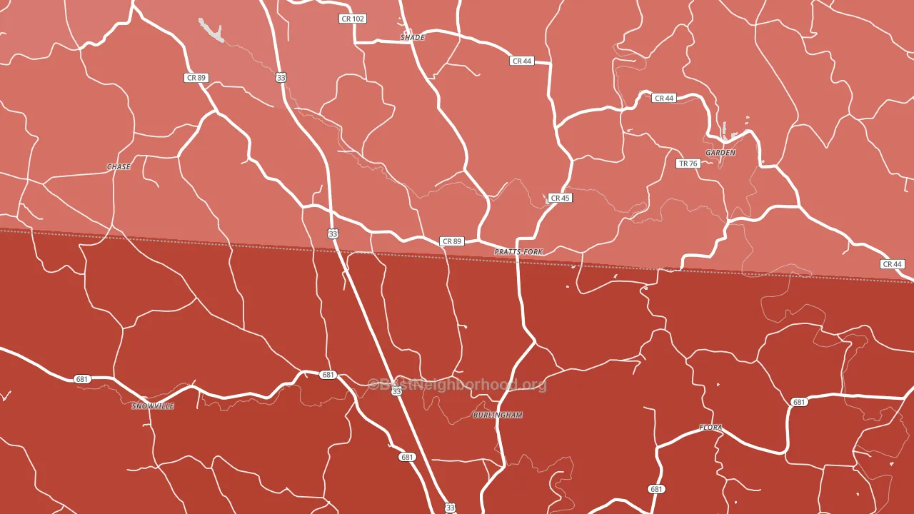Shade, OH block-group political-lean map