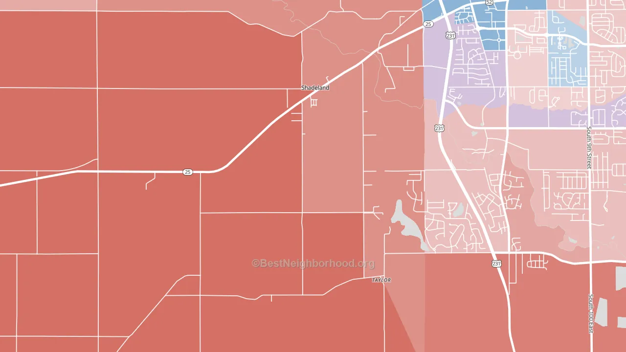 Shadeland, IN block-group political-lean map