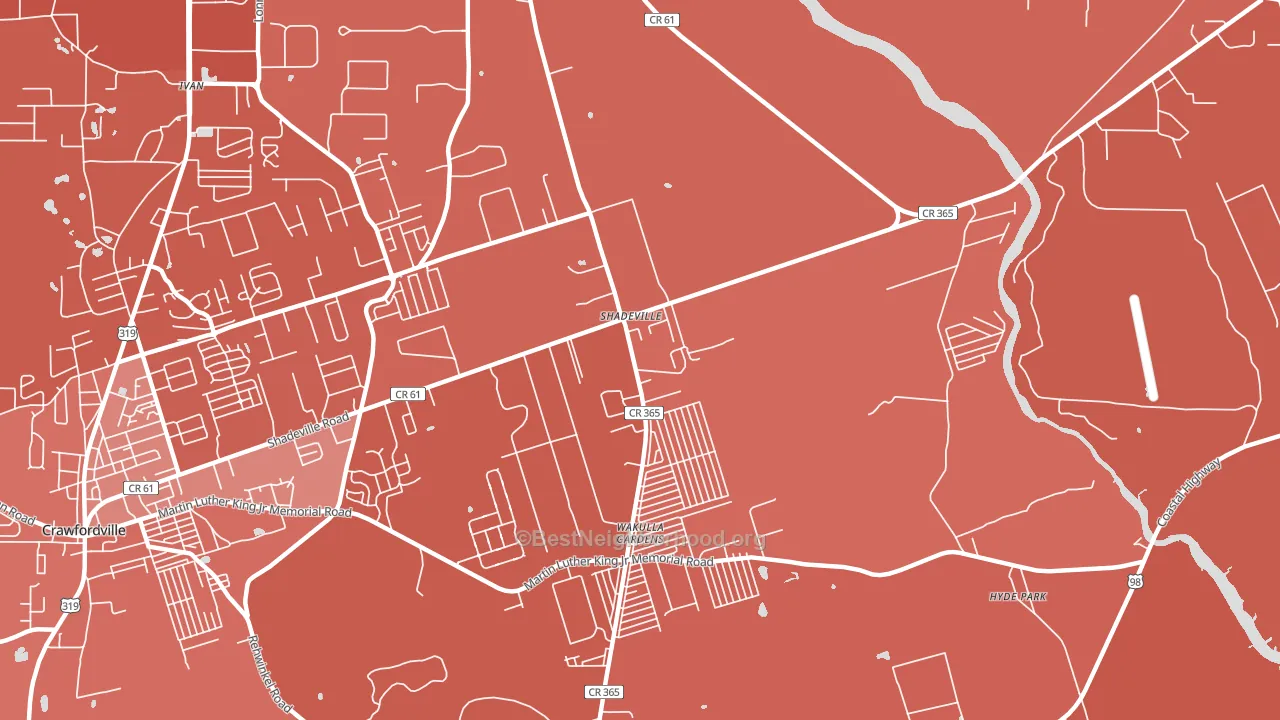 Shadeville, FL block-group political-lean map