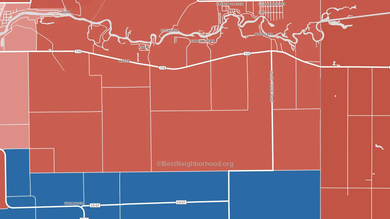 Shadow Lawn, IL block-group political-lean map
