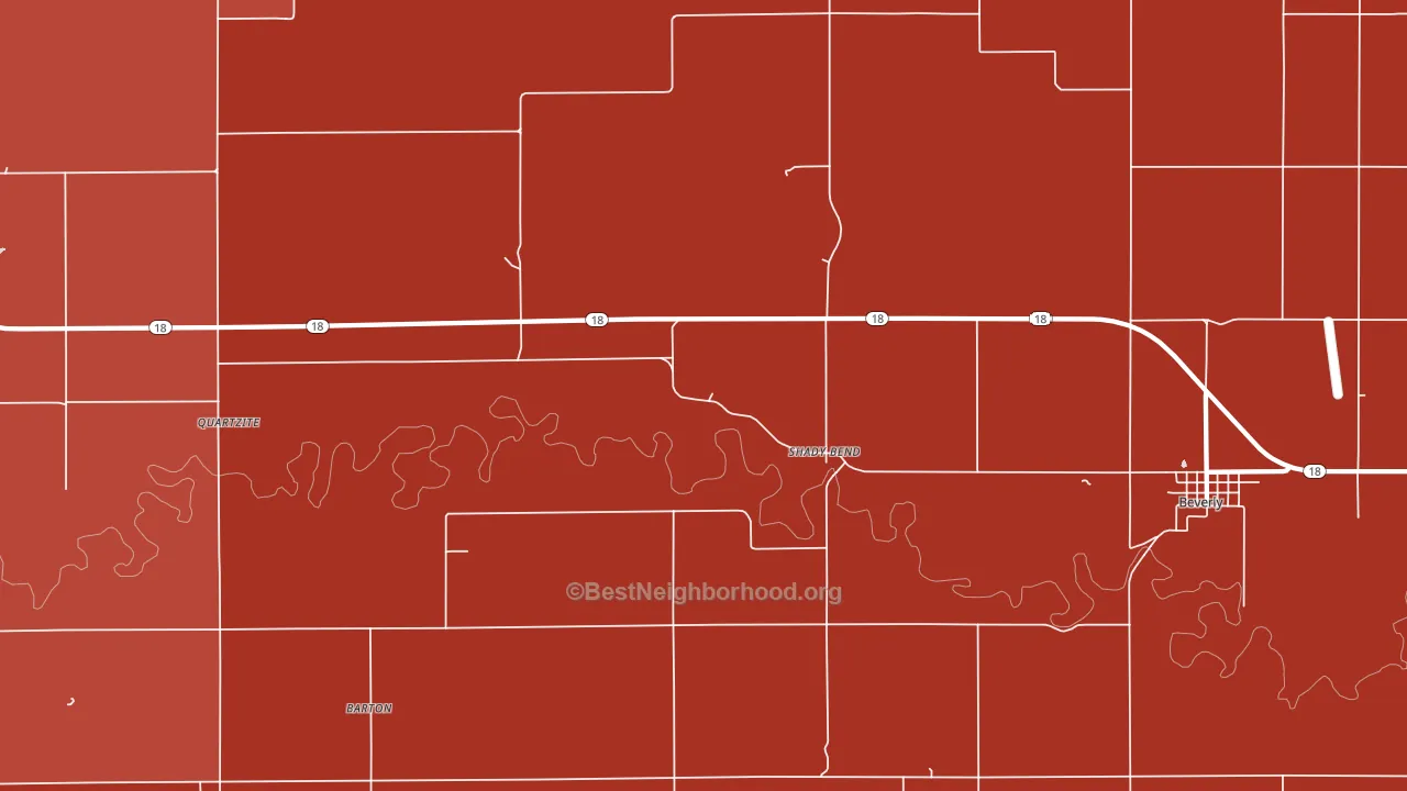 Shady Bend, KS block-group political-lean map