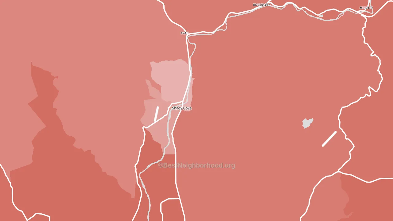 Shady Cove, OR block-group political-lean map