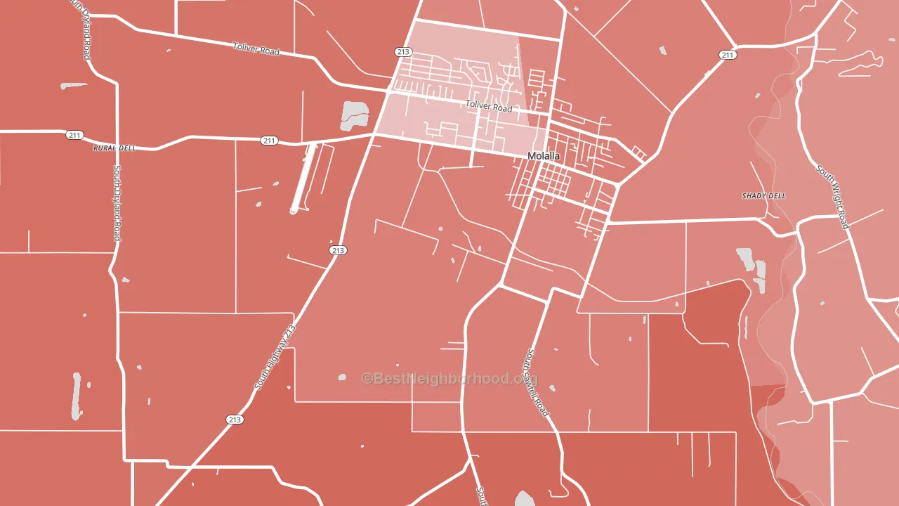 Shady Dell, OR block-group political-lean map