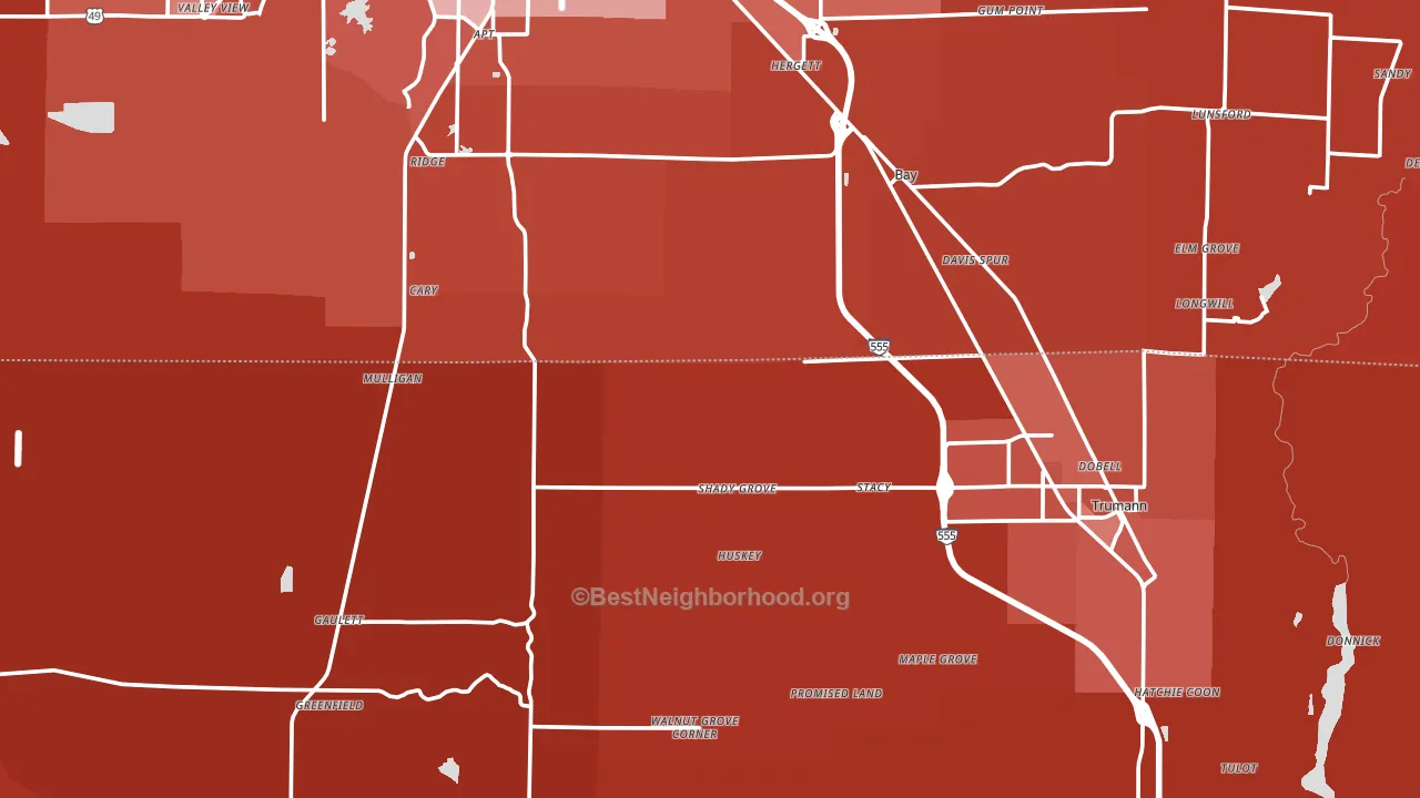 Shady Grove, AR block-group political-lean map