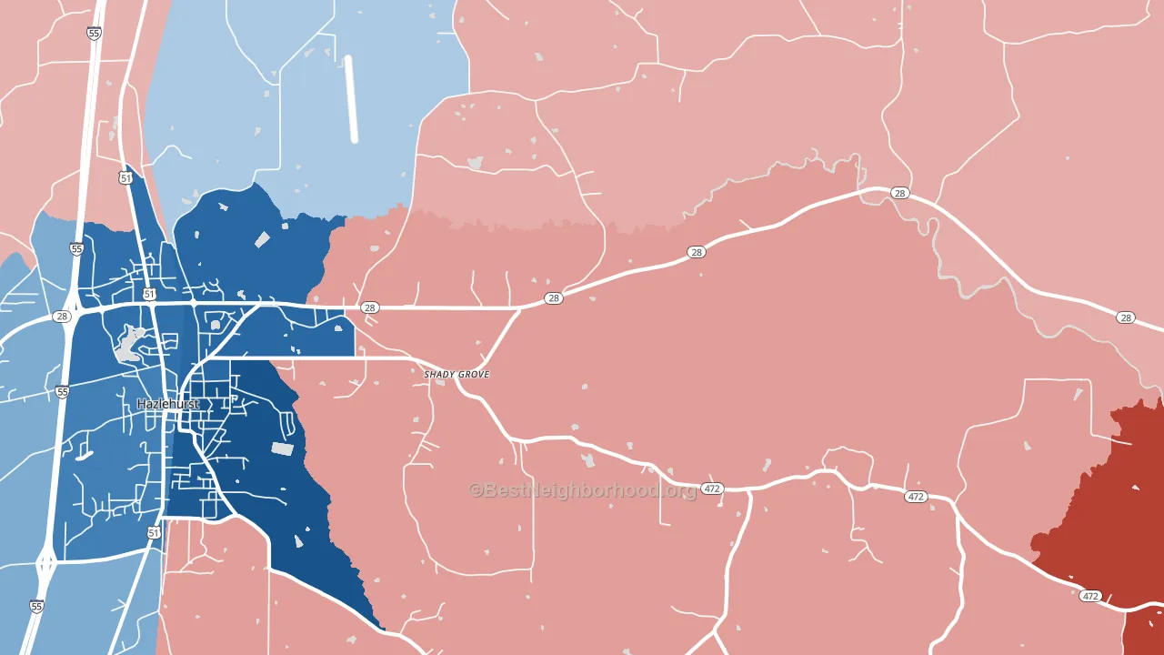 Shady Grove, MS block-group political-lean map