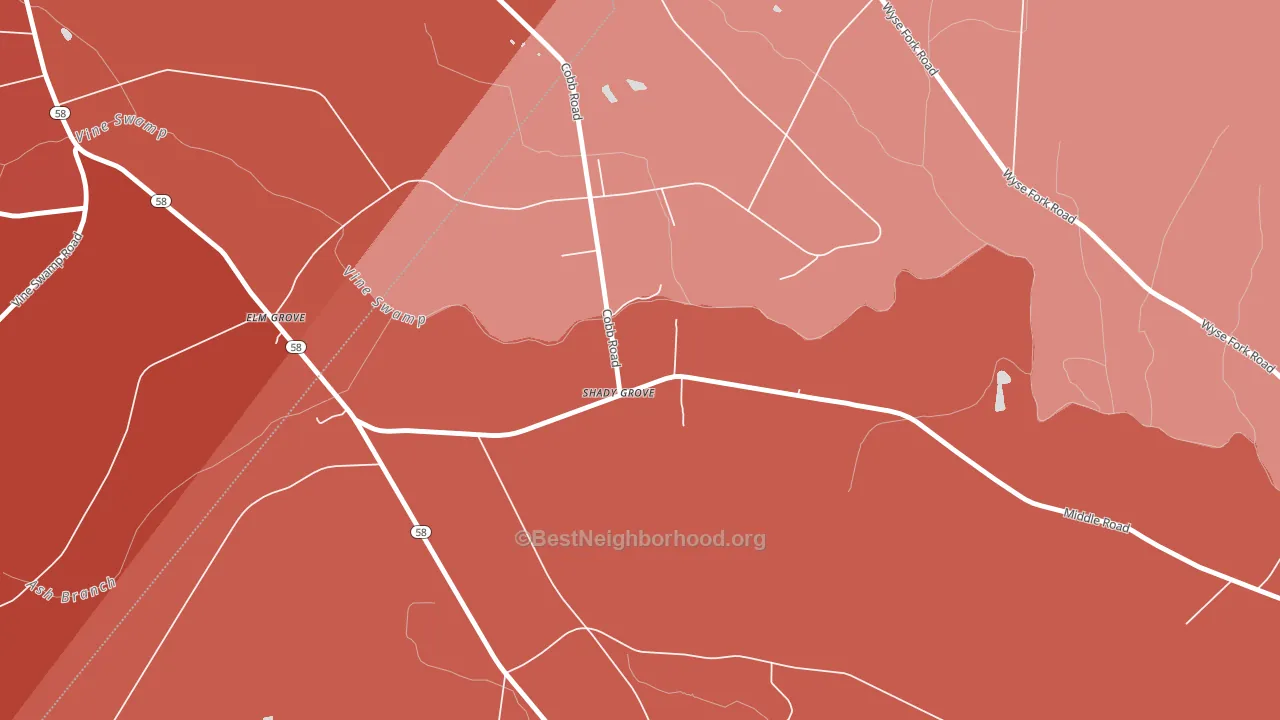 Shady Grove, NC block-group political-lean map