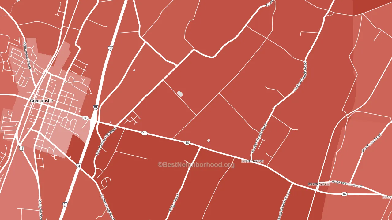 Shady Grove, PA block-group political-lean map