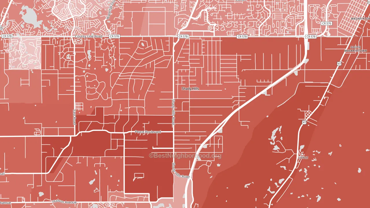 Shady Hills, FL block-group political-lean map