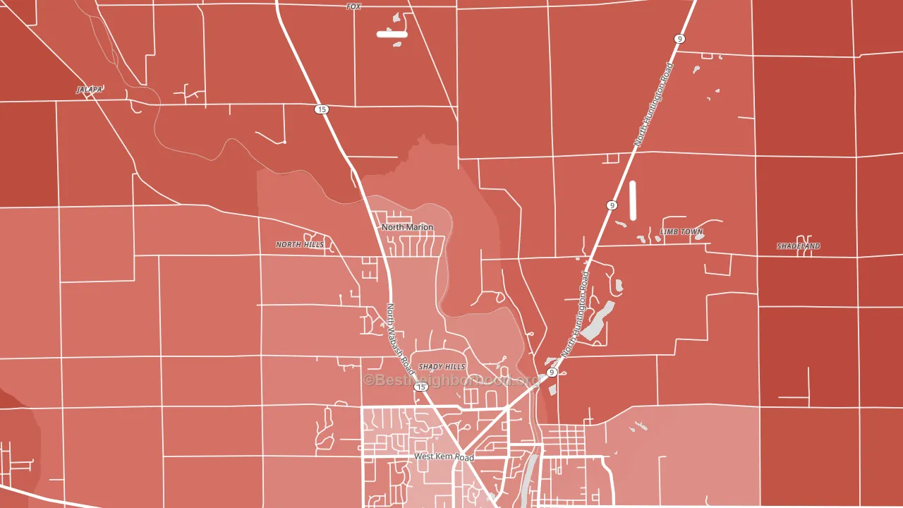 Shady Hills, IN block-group political-lean map