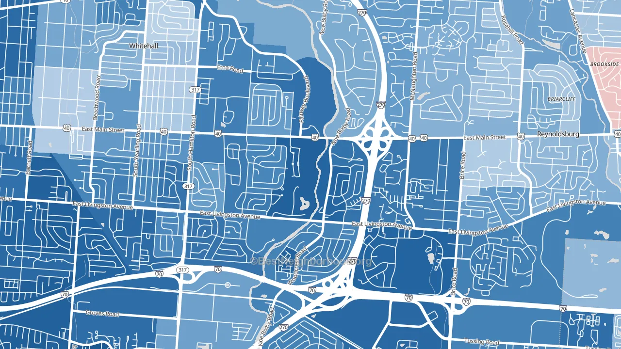 Shady Lane, Columbus, OH block-group political-lean map