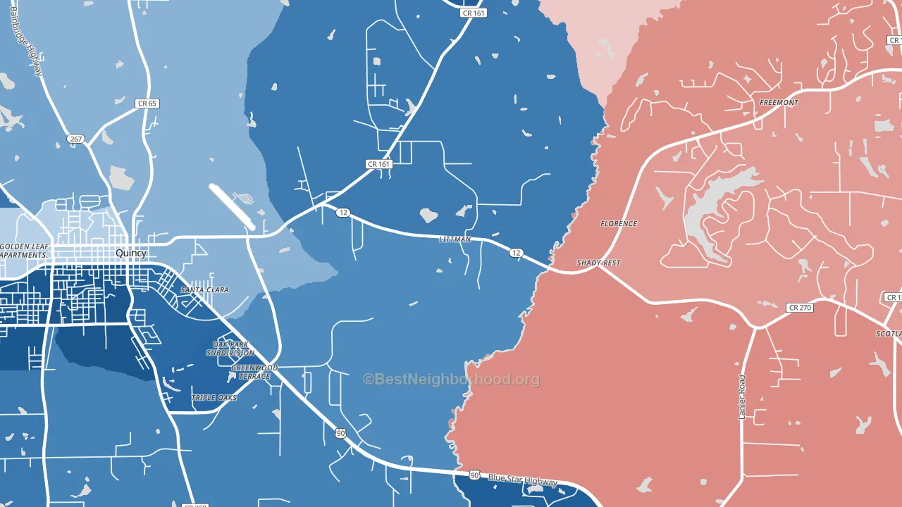 Shady Rest, FL block-group political-lean map