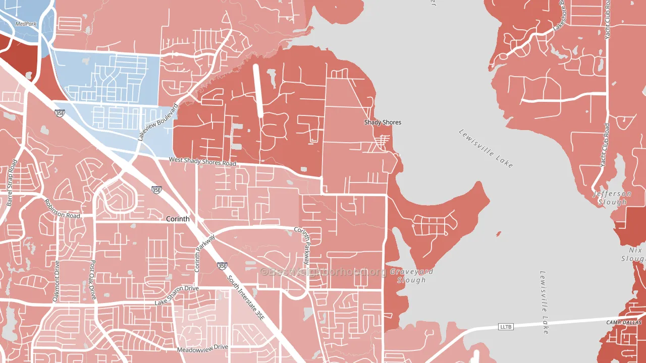 Shady Shores, TX block-group political-lean map
