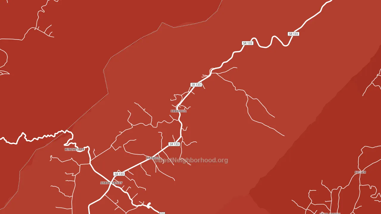 Shady Valley, TN block-group political-lean map