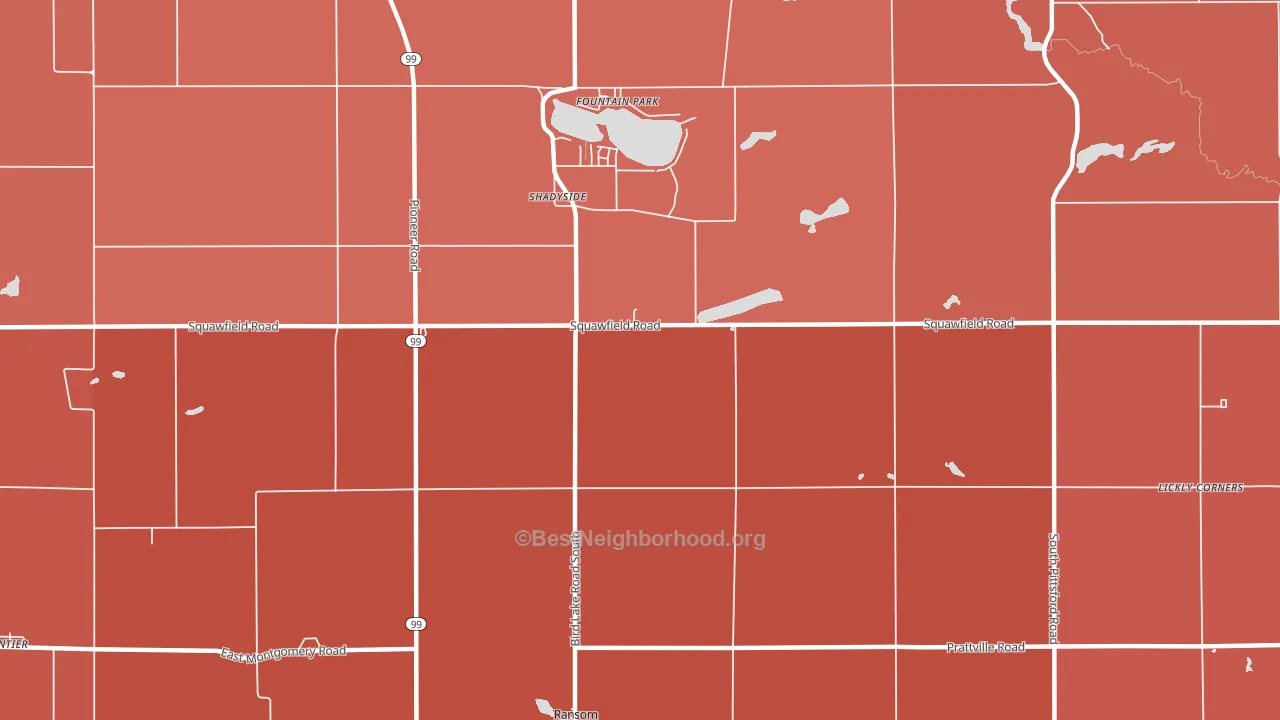 Shadyside, MI block-group political-lean map