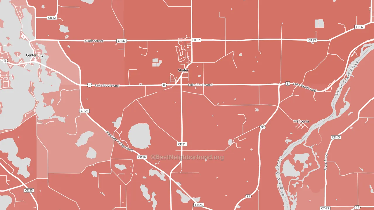 Shafer, MN block-group political-lean map