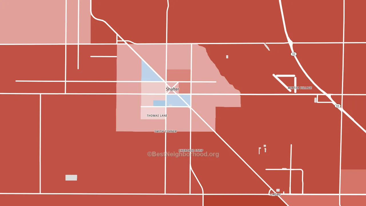 Shafter, CA block-group political-lean map