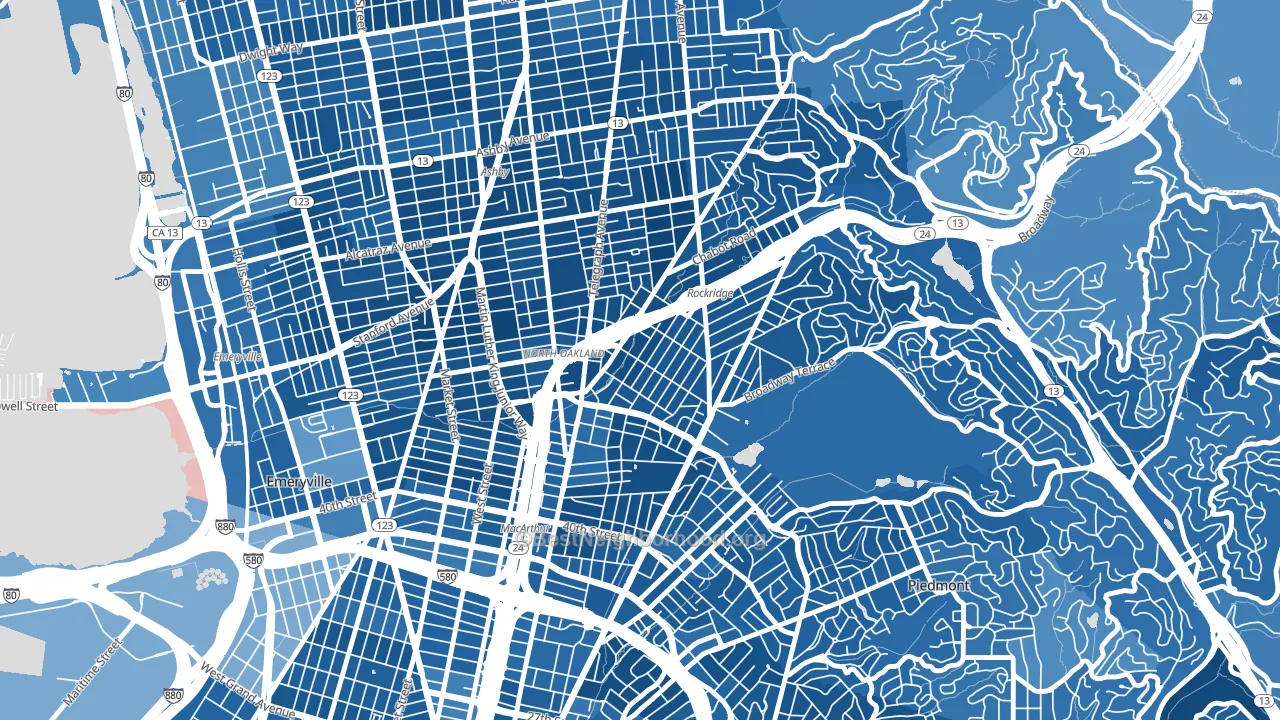 Shafter, Oakland, CA block-group political-lean map
