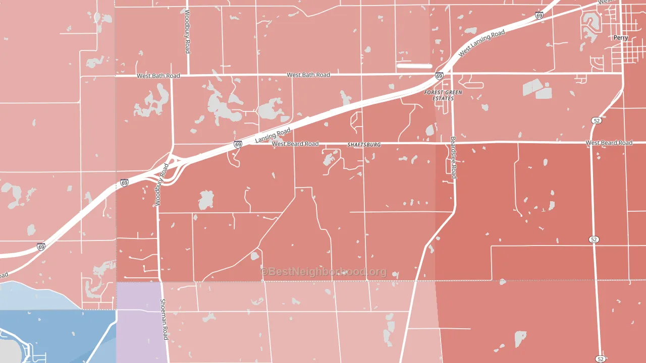 Shaftsburg, MI block-group political-lean map