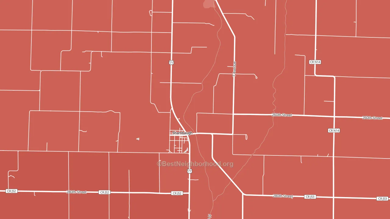 Shambaugh, IA block-group political-lean map